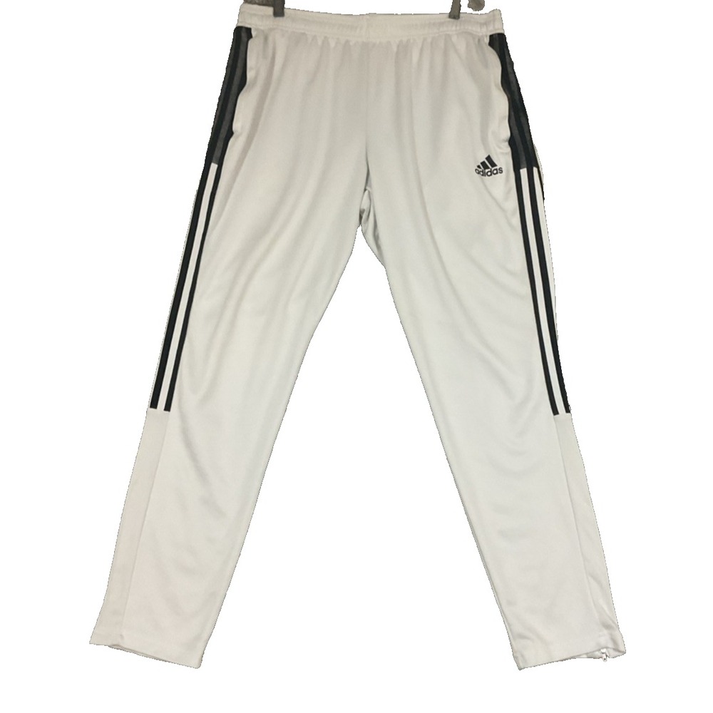Adidas Jogger Soccer Running Pants Men's Size XL White Prime green Aeroready